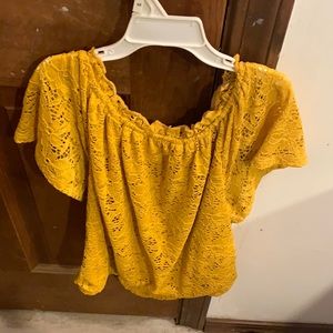 Yellow flower embroidered shirt